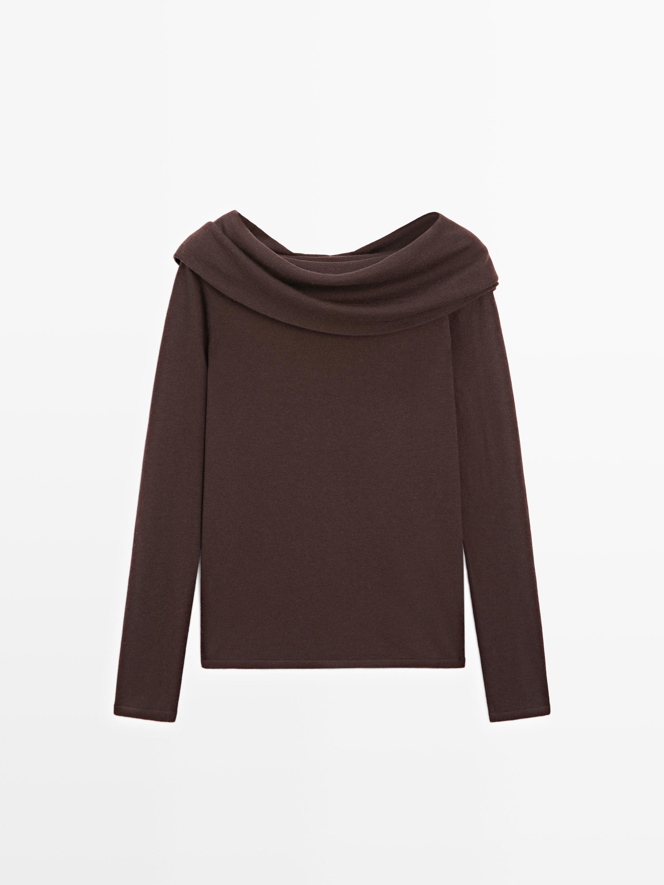 Pull épaules dénudées en maille de laine mélangée